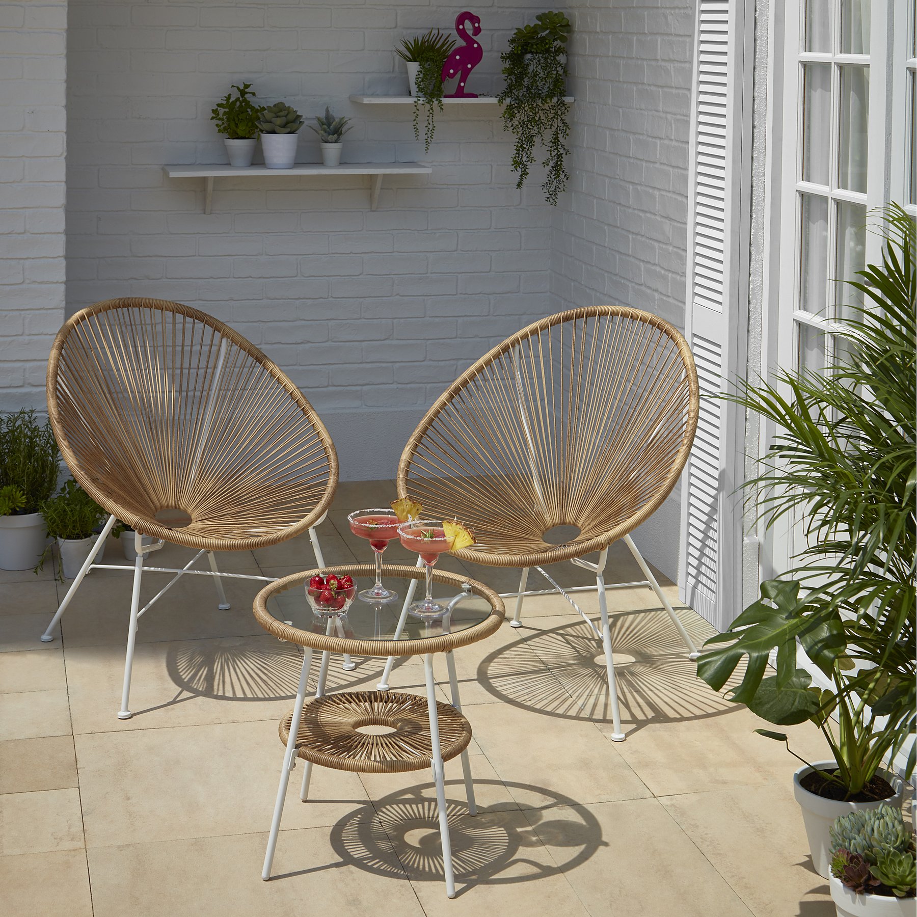 Camden Natural 3 Piece Garden Bistro Set