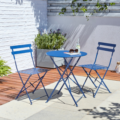 Heritage Navy 3 Piece Garden Bistro Set Outdoor & Garden at ASDA