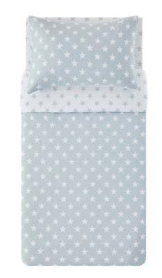 Grey Star Print Easy Care Reversible Duvet Set Toddler Home