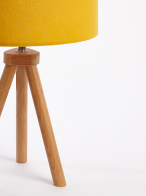 mustard tripod table lamp