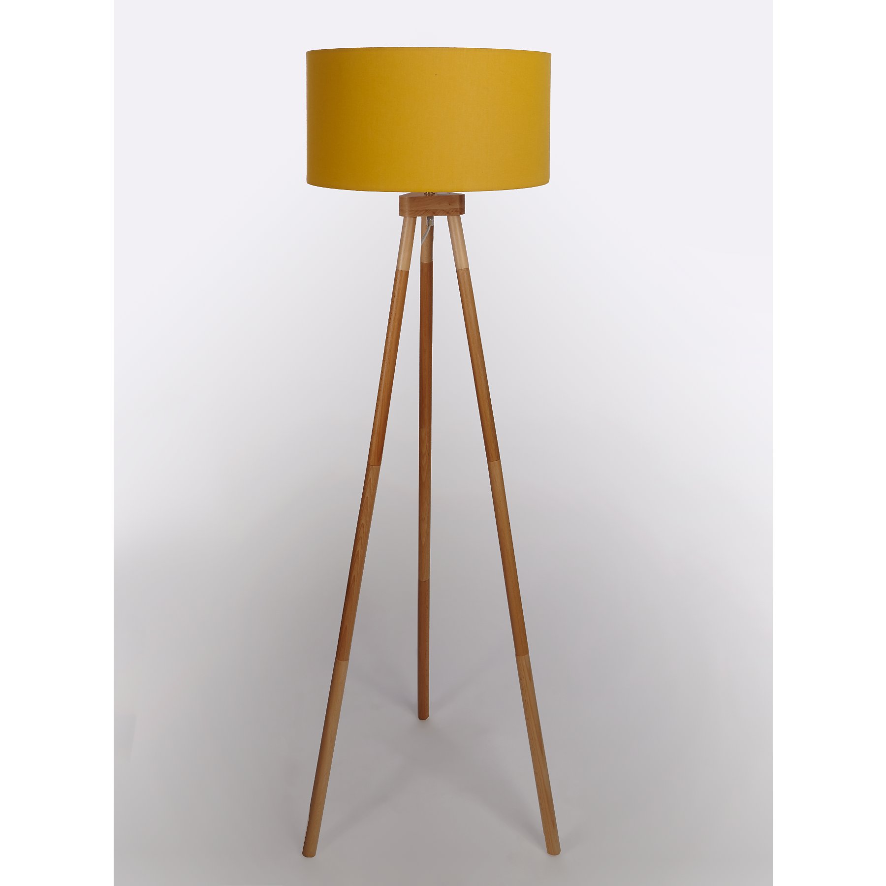 Yellow Wooden Tripod Floor Lamp Home, Black Tripod Floor Lamp With Cream Shade