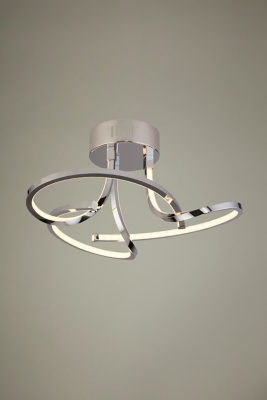 Chrome Swirl 3 Pleat Ceiling Light 