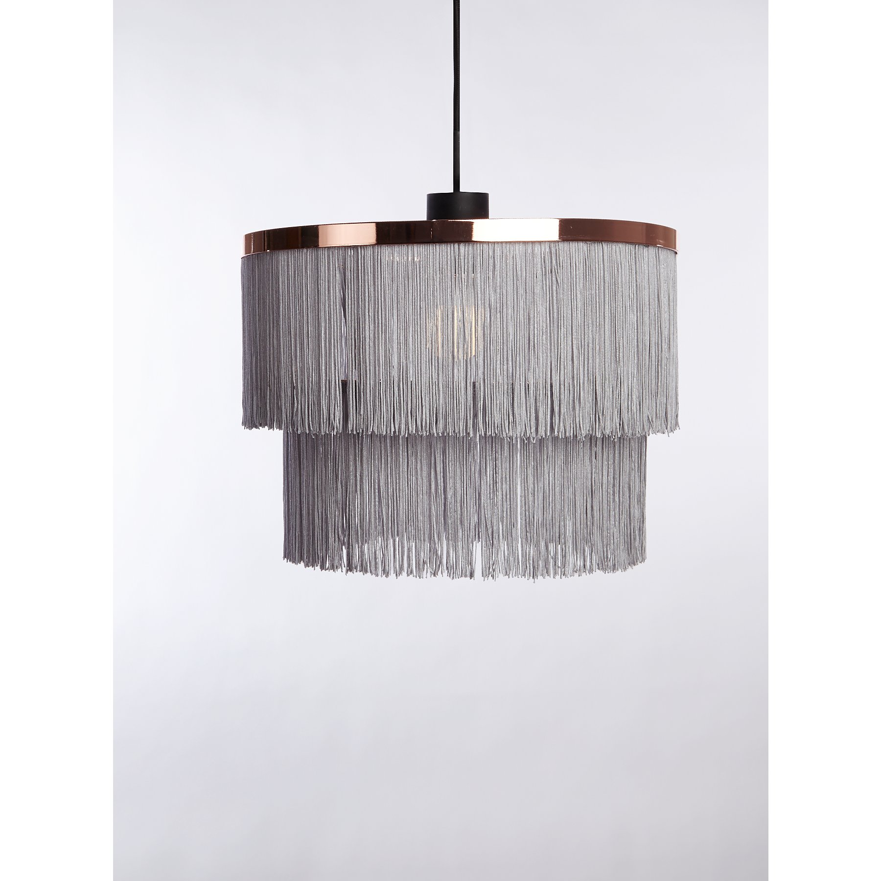 Grey Fringe Two Tier Pendant Ceiling Shade Home George
