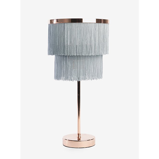 Grey Fringe Two Tier Table Lamp Home, Small Table Lamp With Fringe Shade