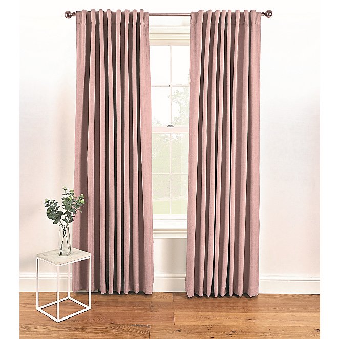 Pink Blackout Tab Top Curtains, Cream Tab Top Blackout Curtains