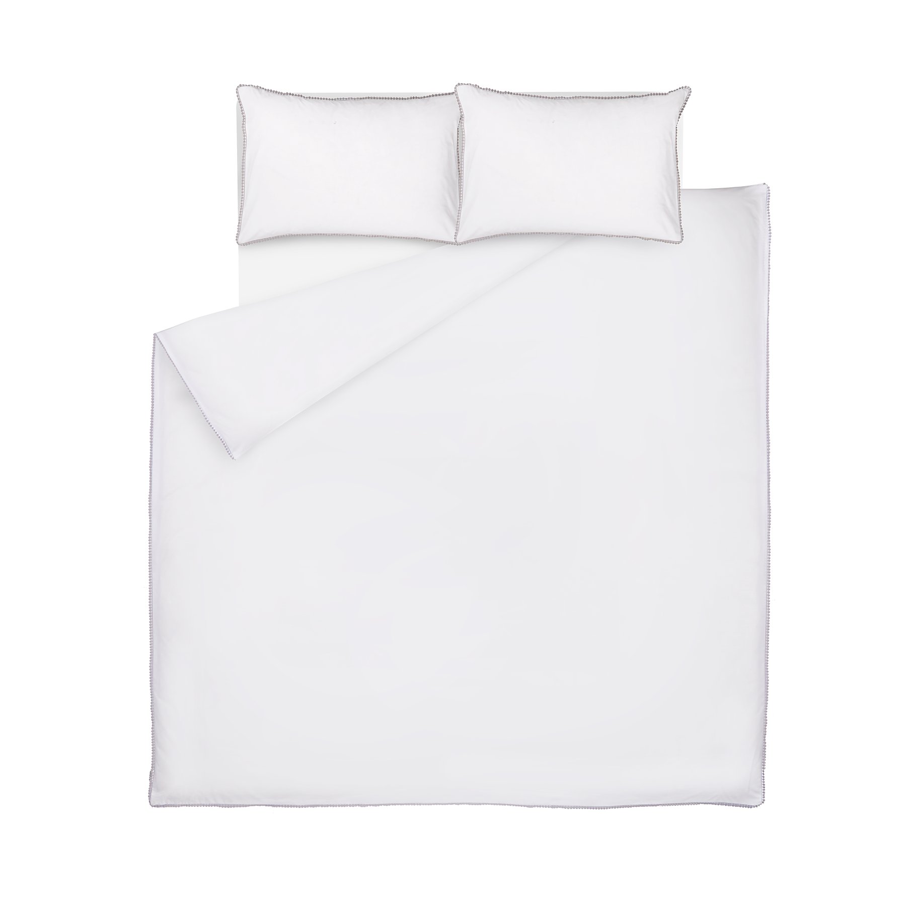 White Pom Pom Trim Easy Care Reversible Duvet Set Home George
