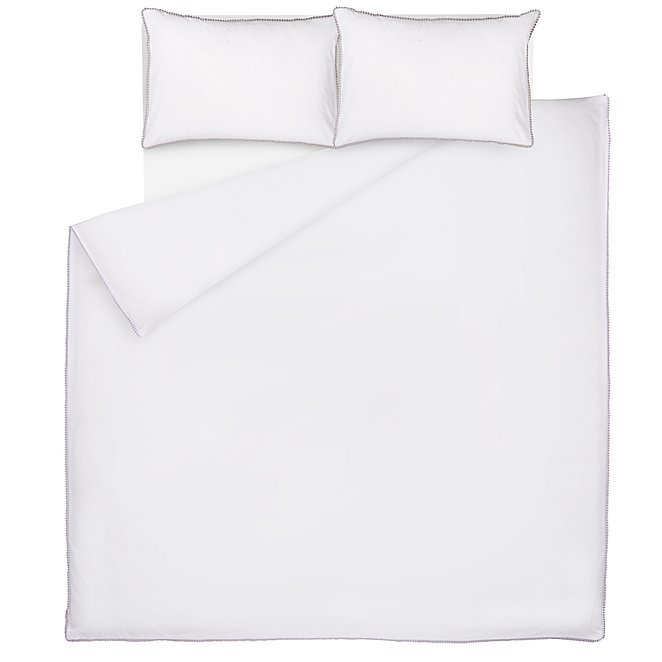White Pom Pom Trim Easy Care Reversible Duvet Set Home George