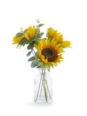 artificial sunflowers in vase