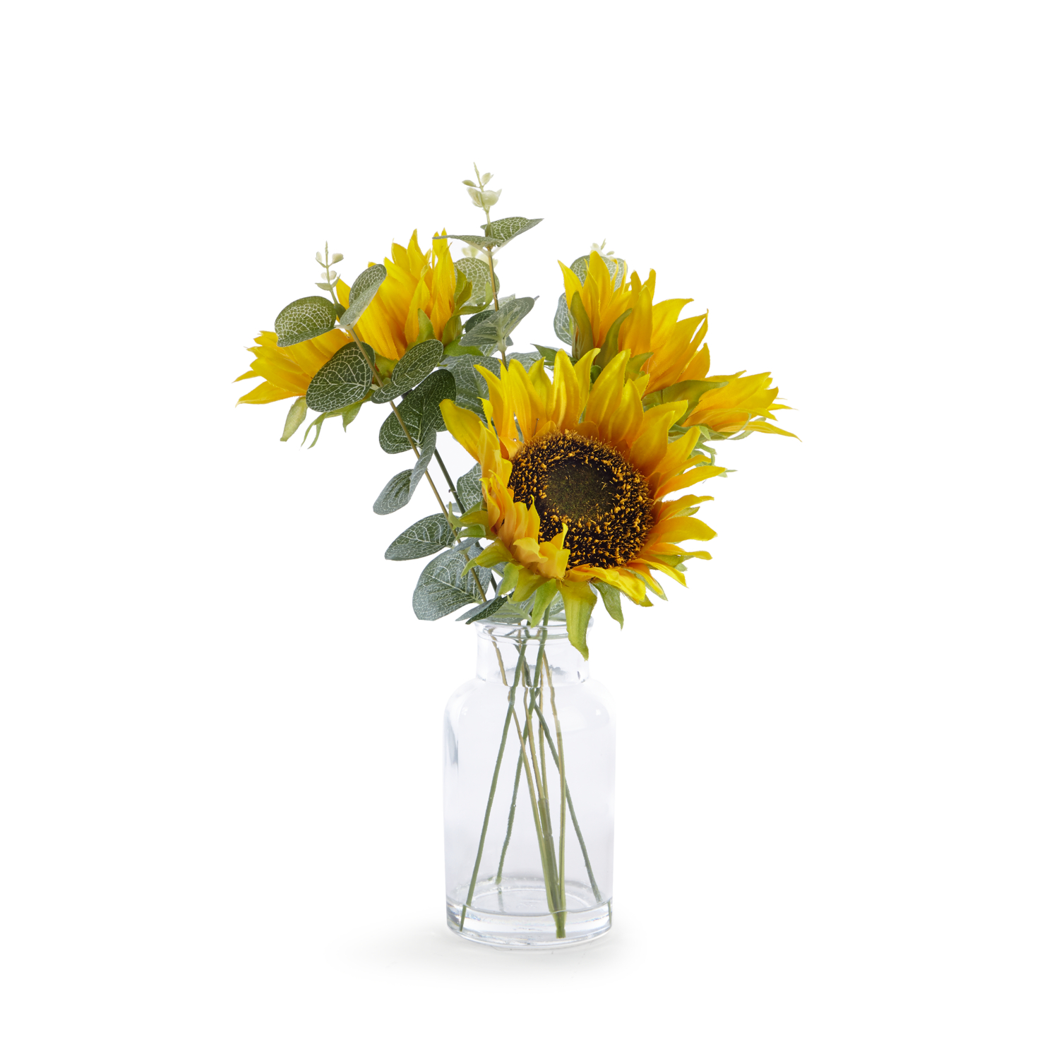 George Yellow Sunflower Arrangement In Glass Vase