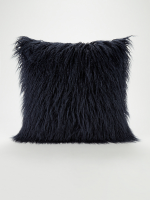 navy faux fur pillow