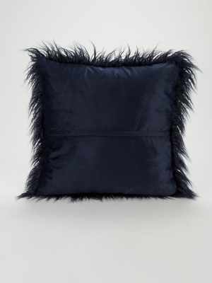 navy faux fur pillow