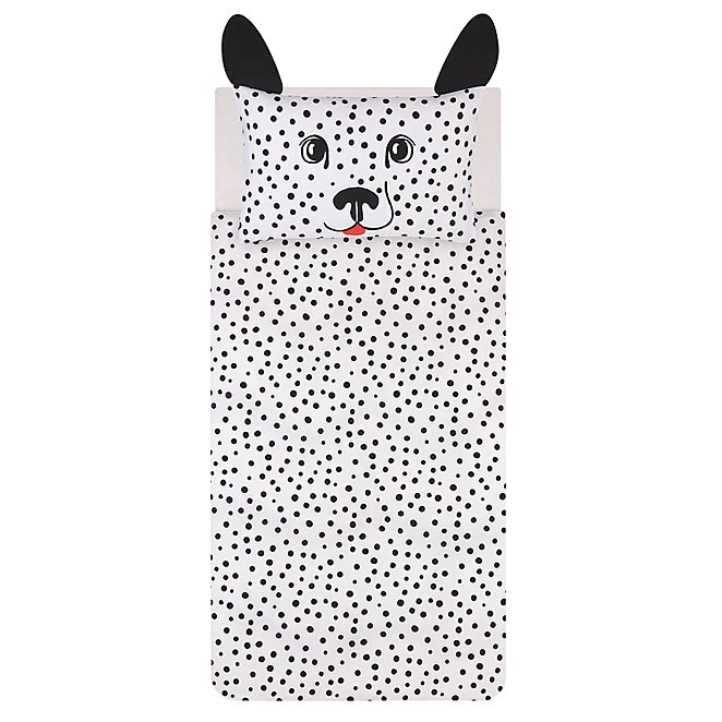 White 3d Dalmatian Ears Easy Care Reversible Duvet Set Single