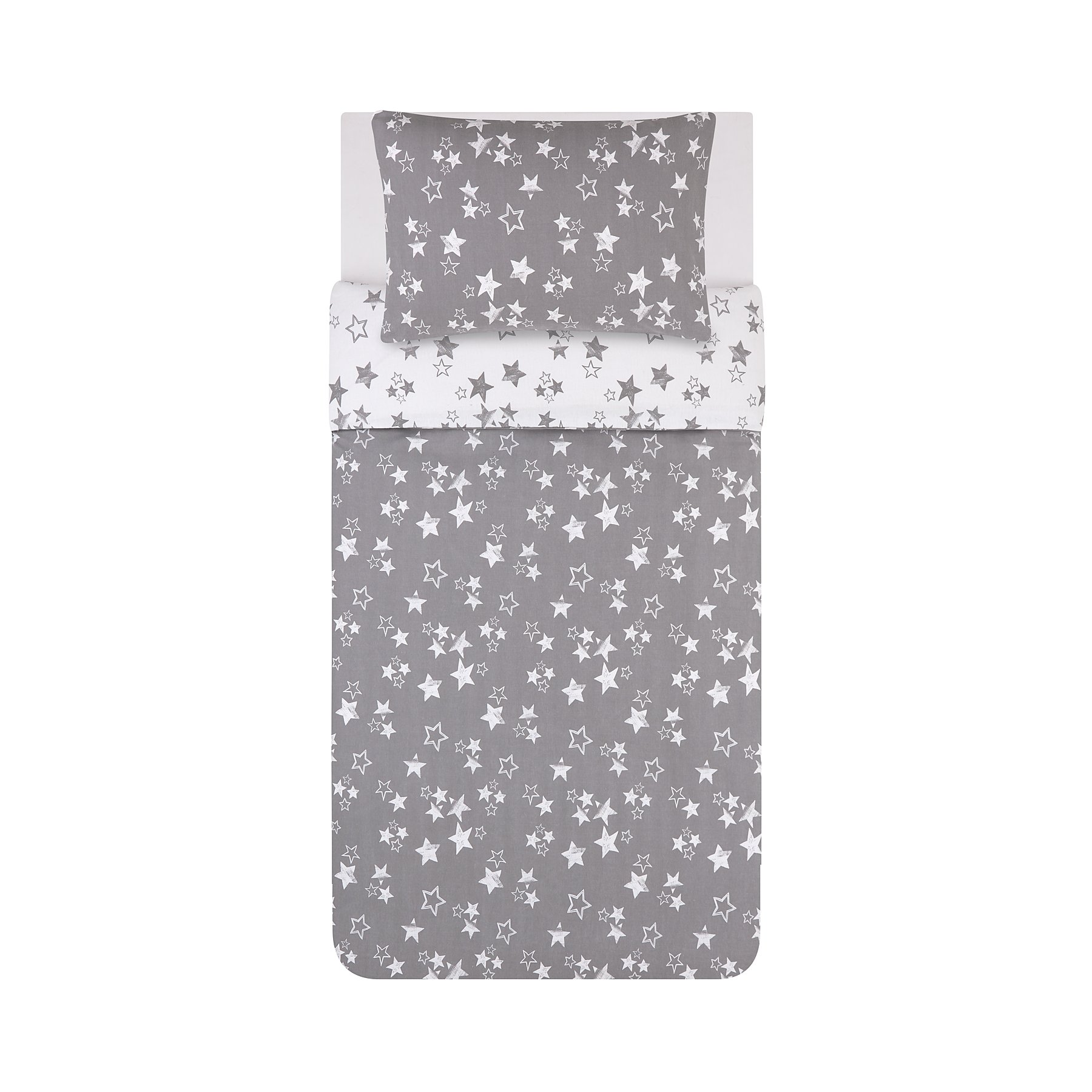 Grey Star Print Cotton Reversible Duvet Set Single Home George