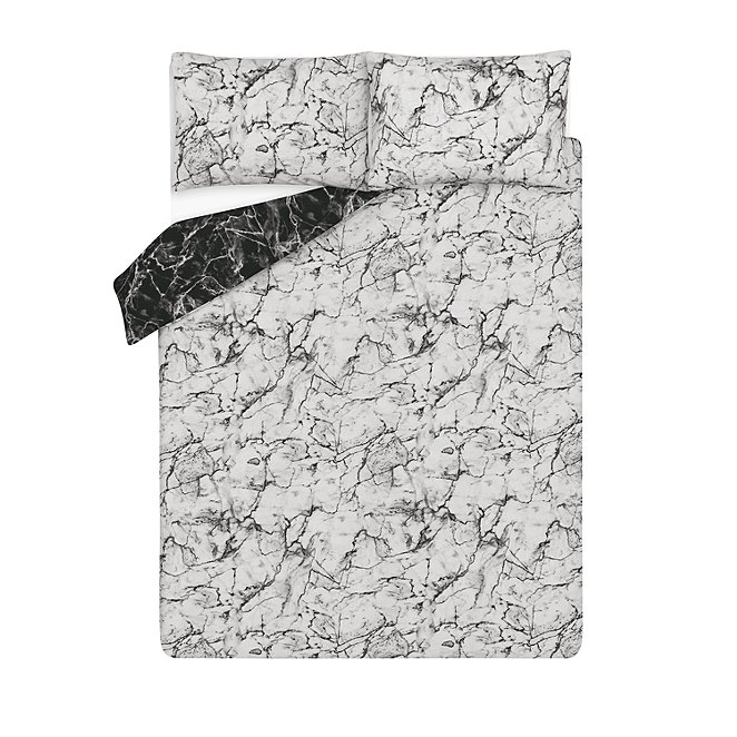 Marble Effect Easy Care Reversible Duvet Set Home George