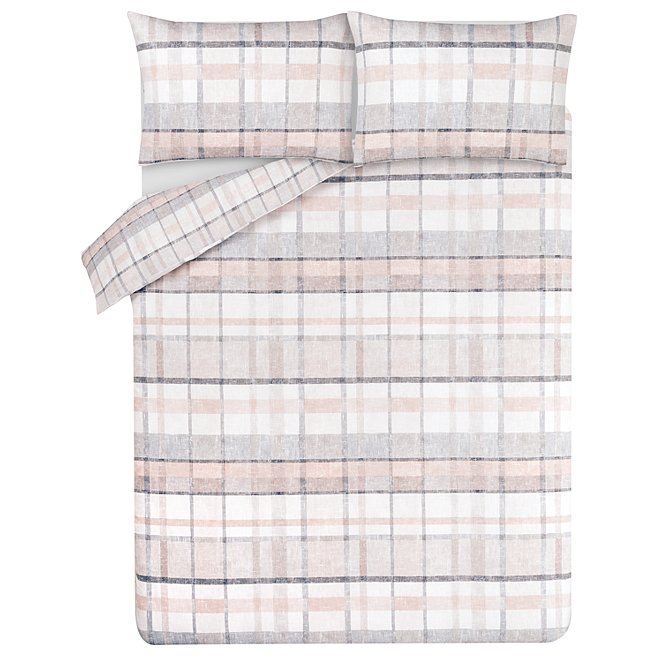 Natural Check Easy Care Reversible Duvet Set Home George