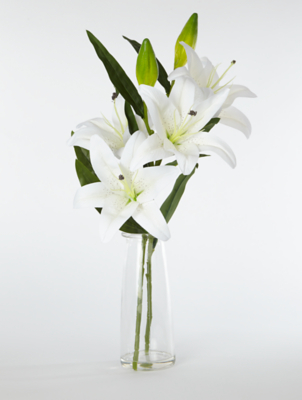 fake lilies in vase