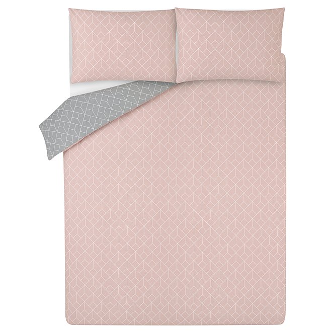 Reversible Geometric Squares Easy Care Duvet Set Home George