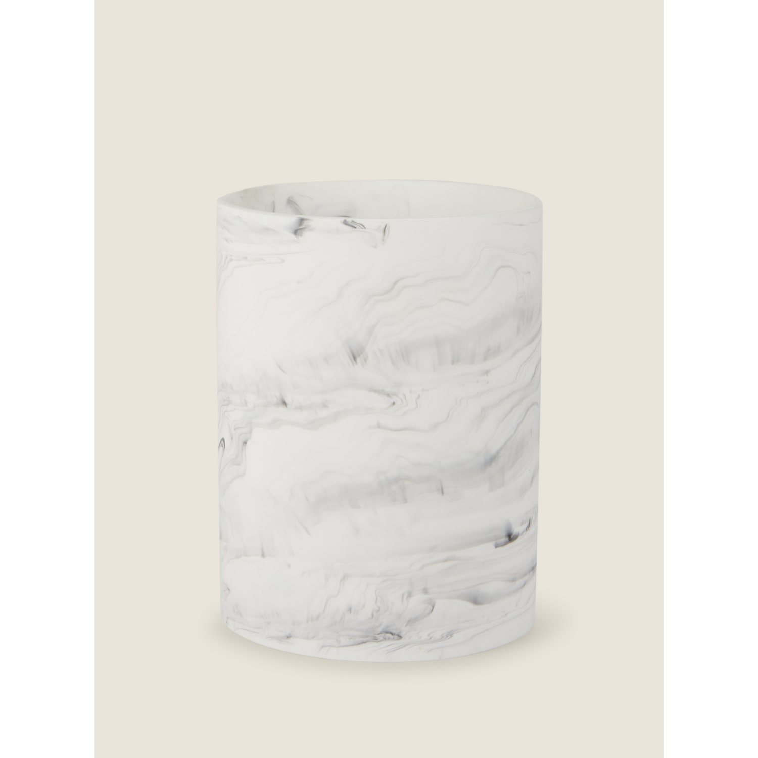 George White Marble Effect Bathroom Bin