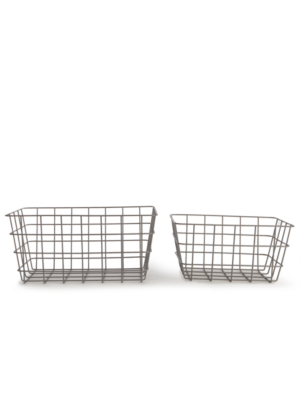 grey storage baskets