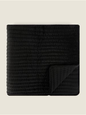 Black Embroidered Velvet Throw Home at ASDA