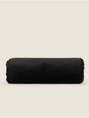 Black Velvet Bolster Cushion Home at ASDA