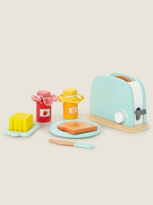 wooden toy toaster set