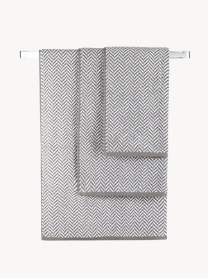 Grey Herringbone Cotton Towel Range