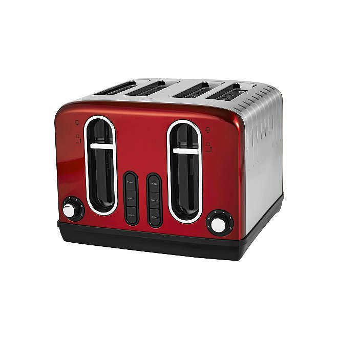 Red Stainless Steel 4 Toaster | Home George ASDA