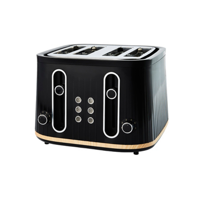 George Black Wood Textured Scandi 4-Slice Toaster - Black