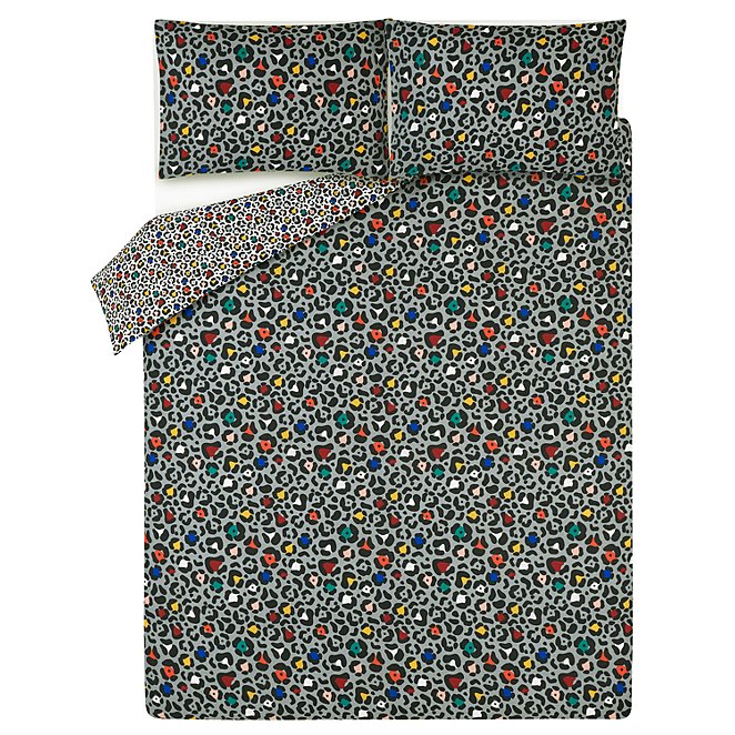 Multicoloured Leopard Print Easy Care Duvet Set Home George