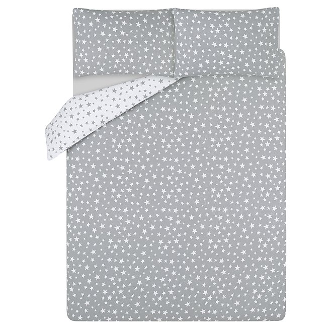 Grey Star Print Soft Cosy Brushed Cotton Duvet Set Home George