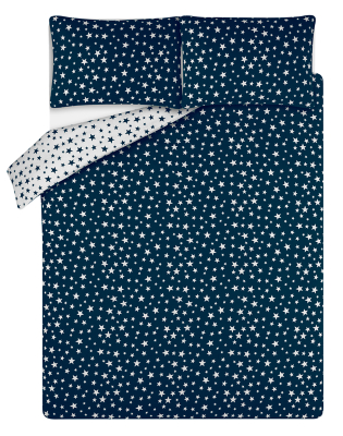 Navy Star Print Soft Cosy Brushed Cotton Duvet Set Home George
