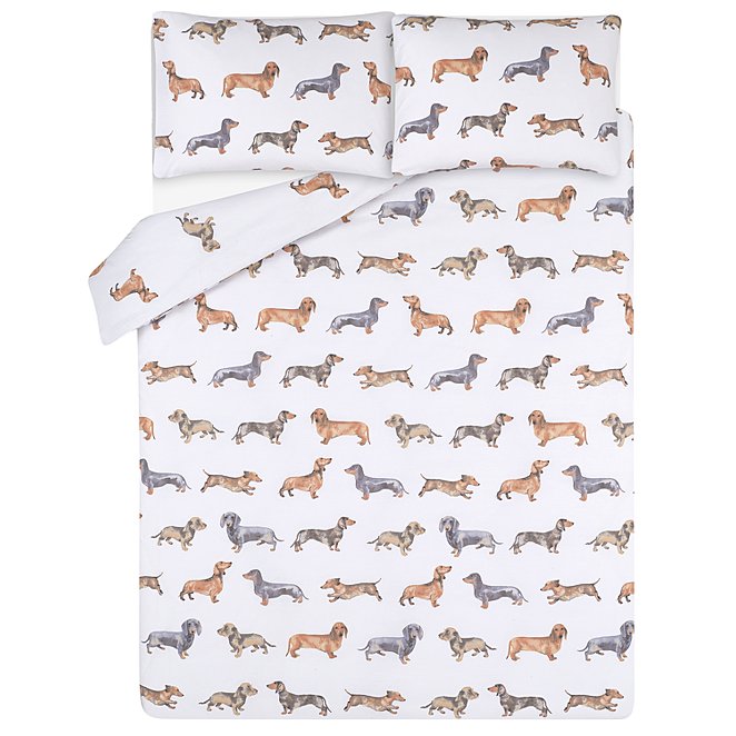 White Sausage Dogs Easy Care Duvet Set Home George