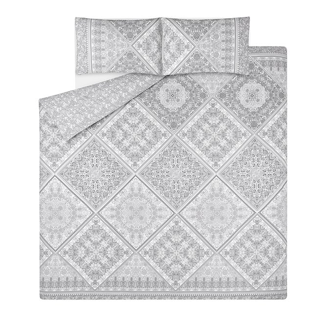 Grey Handkerchief Paisley Print Easy Care Duvet Set Home George