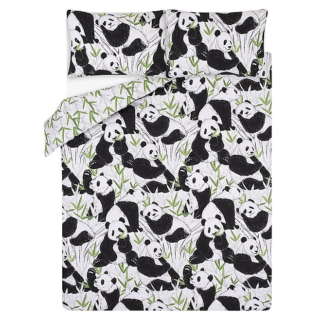 Black White Pandas Easy Care Reversible Duvet Set Home George