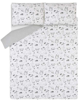 White Sleepy Cats Easy Care Duvet Set Home George