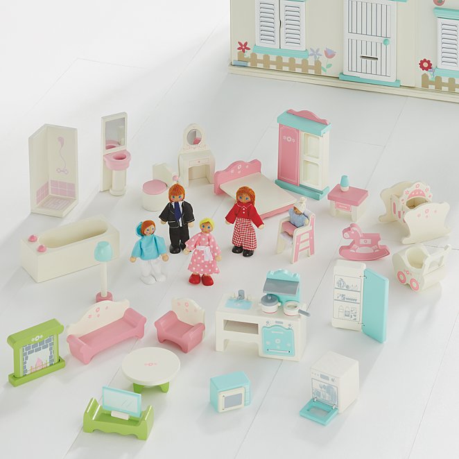 large wooden dolls house furniture set toys character george at asda