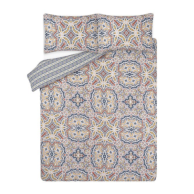 Blue Tribal Tie Dye Easy Care Reversible Duvet Set Home George