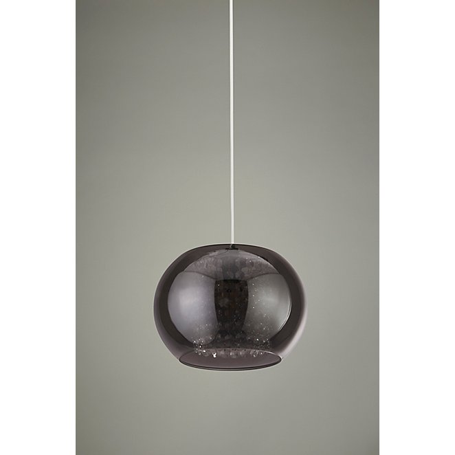 Grey Smoked Glass Beads Pendant Shade, How To Remove Glass Shade From Pendant Light