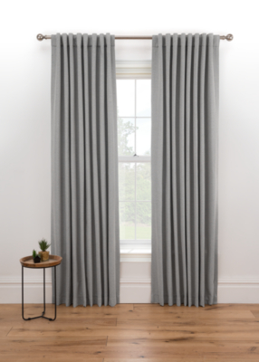 Grey Herringbone Blackout Curtains Home at ASDA