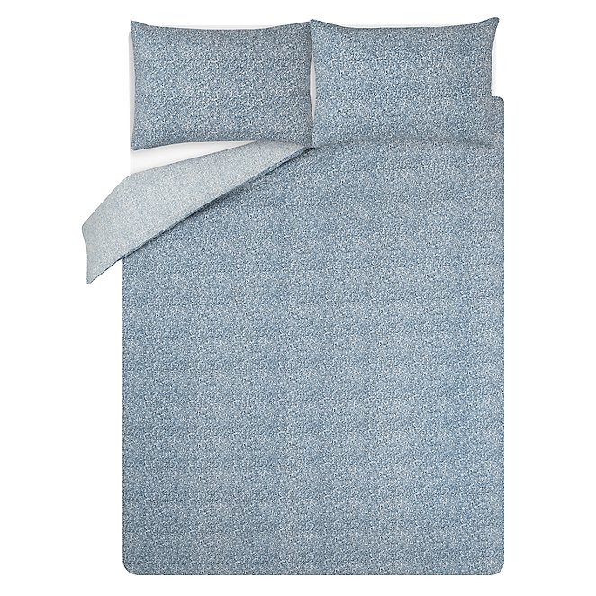 Blue Scandi Foliage Easy Care Reversible Duvet Set Home George