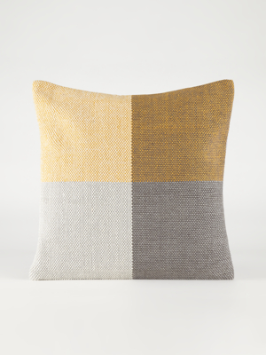 Yellow Two Tone Check Cushion Home at ASDA
