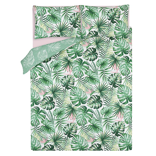 Green Paradise Palm Leaves Easy Care Duvet Set Home George