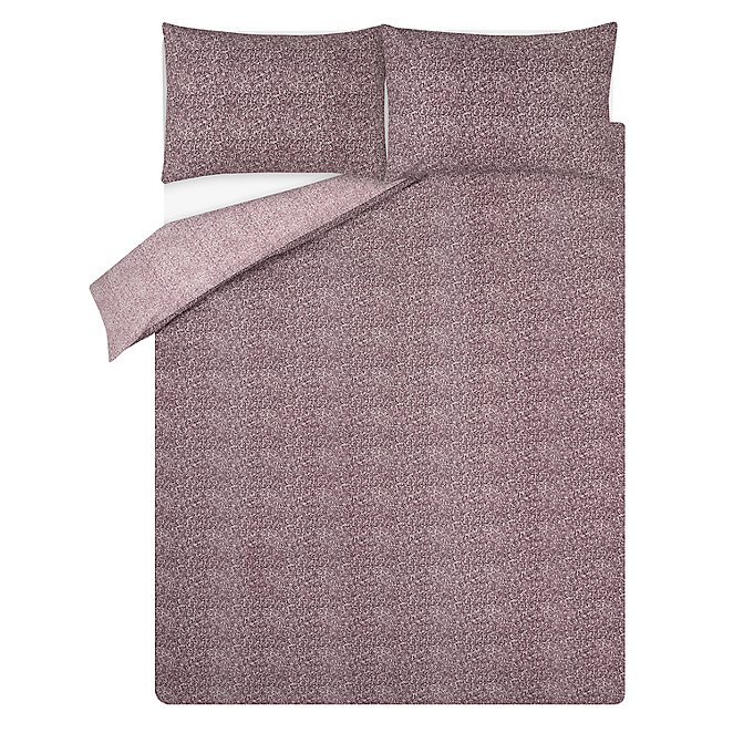 Purple Scandi Foliage Easy Care Reversible Duvet Set Home George