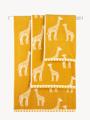 Yellow Giraffe Cotton Towel Range