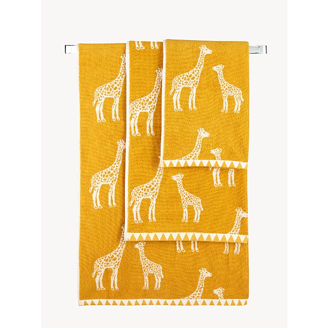 Yellow Giraffe Cotton Towel Range, Giraffe Bathroom Accessories