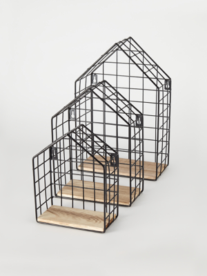 Black House Shaped Wire Shelves Set of 