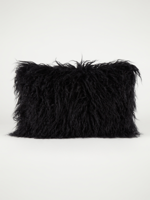 black fluffy cushions