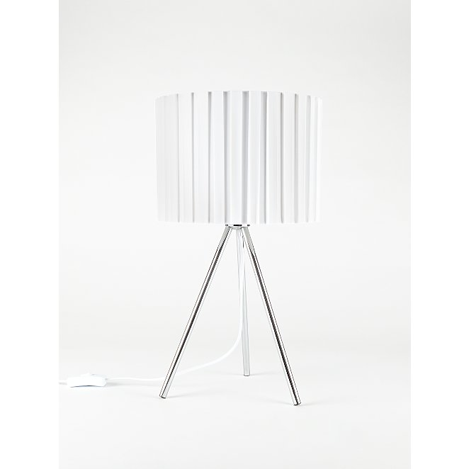 White Pleated Tripod Table Lamp Home, White And Chrome Tripod Table Lamp