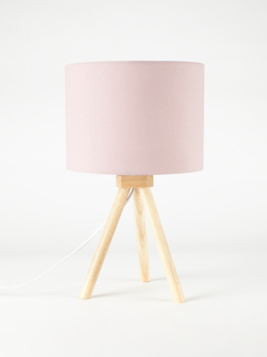 Pink Wooden Tripod Table Lamp | Home 